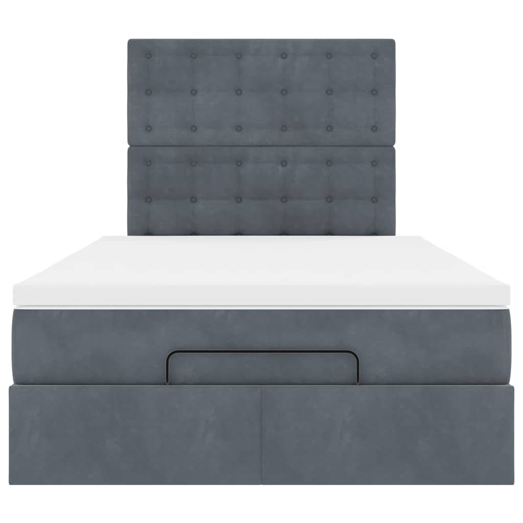 Cadre de lit ottoman avec matelas gris foncé 120x190 cm velours