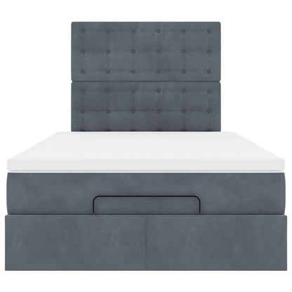 Cadre de lit ottoman avec matelas gris foncé 120x190 cm velours