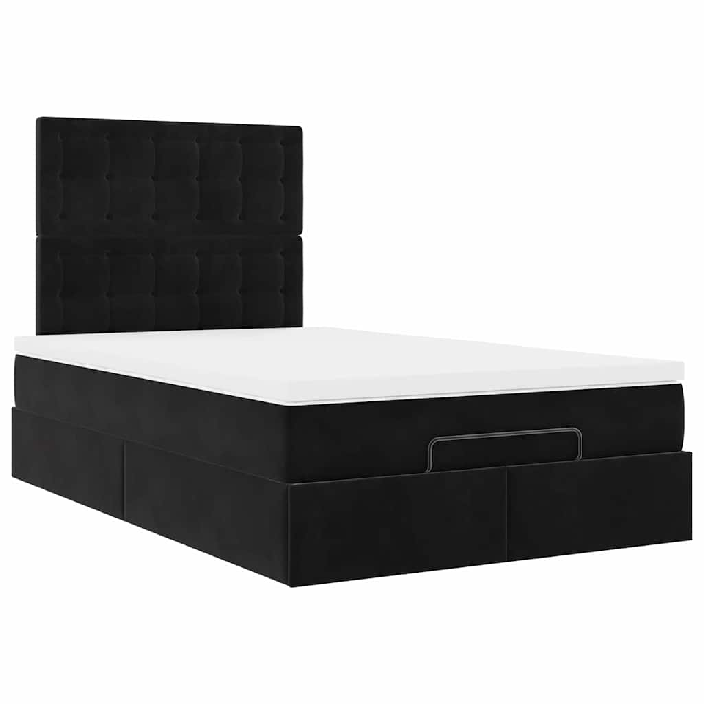 Cadre de lit ottoman avec matelas noir 120x190 cm velours