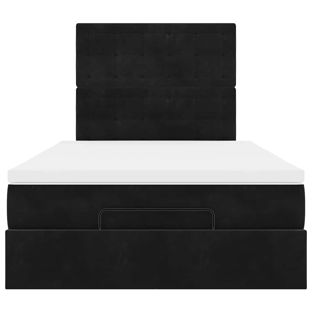 Cadre de lit ottoman avec matelas noir 120x190 cm velours