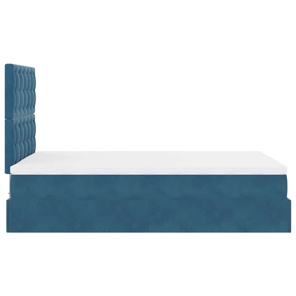 Cadre de lit ottoman avec matelas bleu foncé 120x190 cm velours