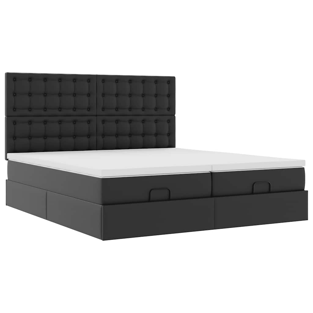 Cadre de lit ottoman avec matelas noir 180x200 cm similicuir