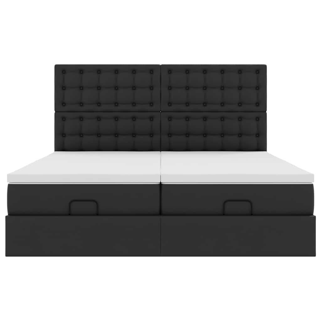 Cadre de lit ottoman avec matelas noir 180x200 cm similicuir