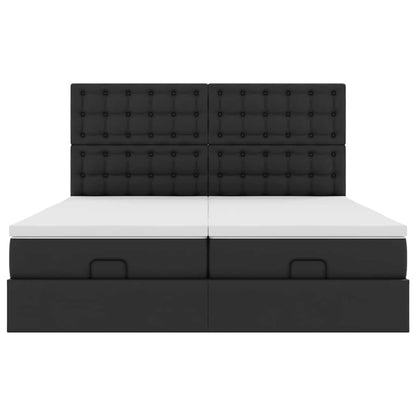 Cadre de lit ottoman avec matelas noir 180x200 cm similicuir