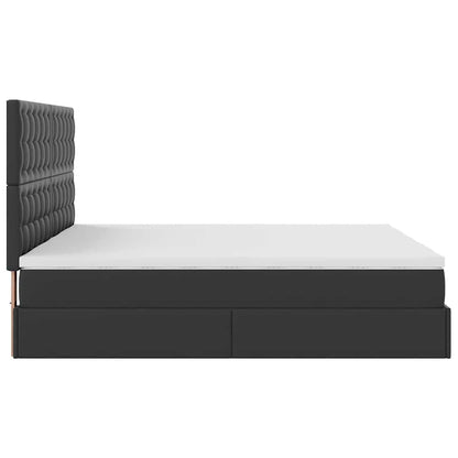 Cadre de lit ottoman avec matelas noir 180x200 cm similicuir