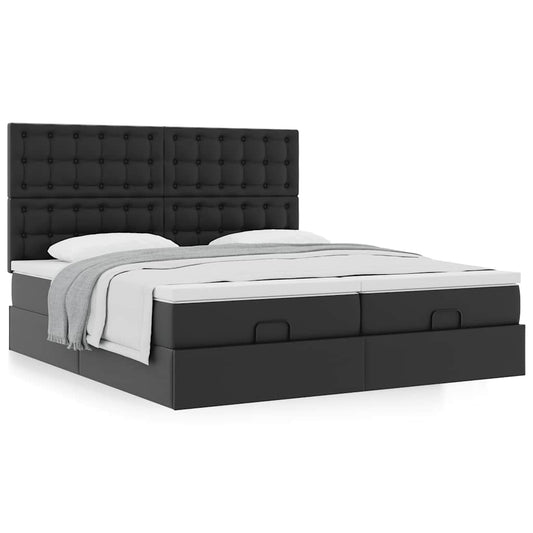 Cadre de lit ottoman avec matelas noir 180x200 cm similicuir