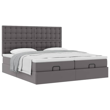 Cadre de lit ottoman avec matelas gris 180x200 cm similicuir