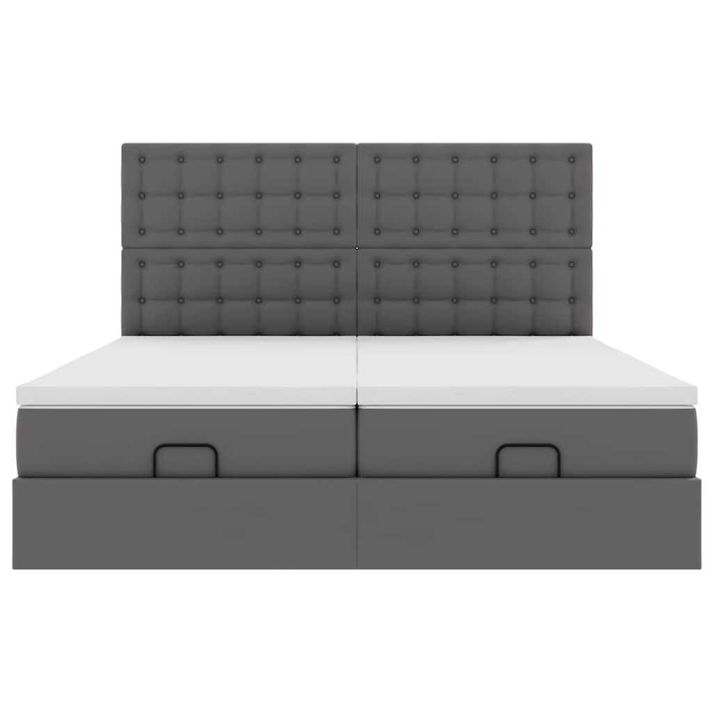 Cadre de lit ottoman avec matelas gris 180x200 cm similicuir