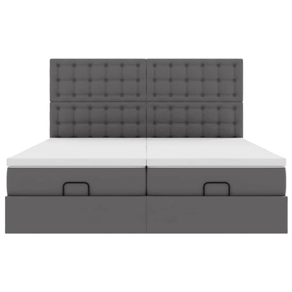 Cadre de lit ottoman avec matelas gris 180x200 cm similicuir