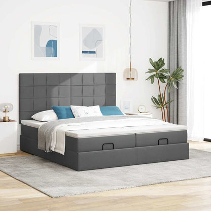 Cadre de lit ottoman avec matelas gris foncé 180x200cm tissu