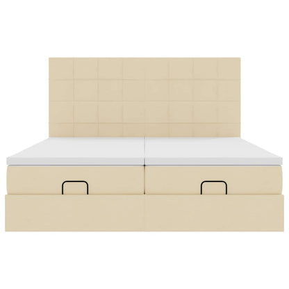 Cadre de lit ottoman avec matelas crème 180x200 cm tissu