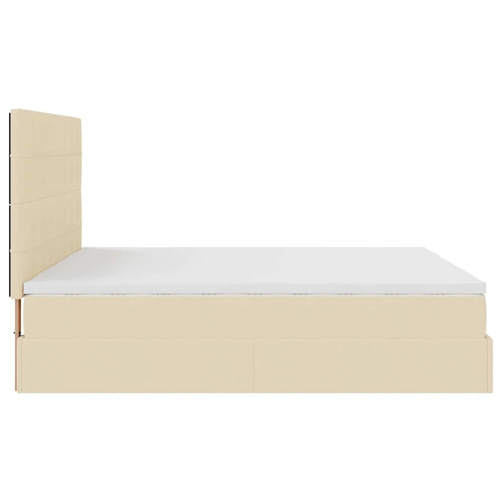 Cadre de lit ottoman avec matelas crème 180x200 cm tissu