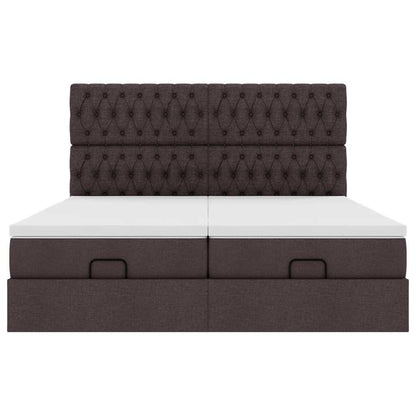 Cadre de lit ottoman avec matelas marron foncé 180x200 cm tissu