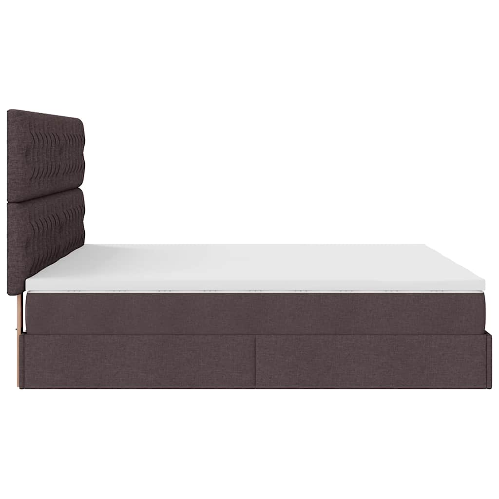 Cadre de lit ottoman avec matelas marron foncé 180x200 cm tissu