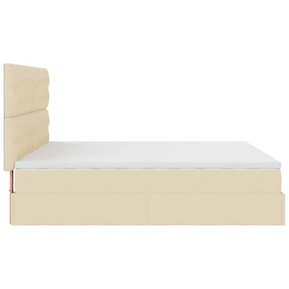 Cadre de lit ottoman avec matelas crème 180x200 cm tissu