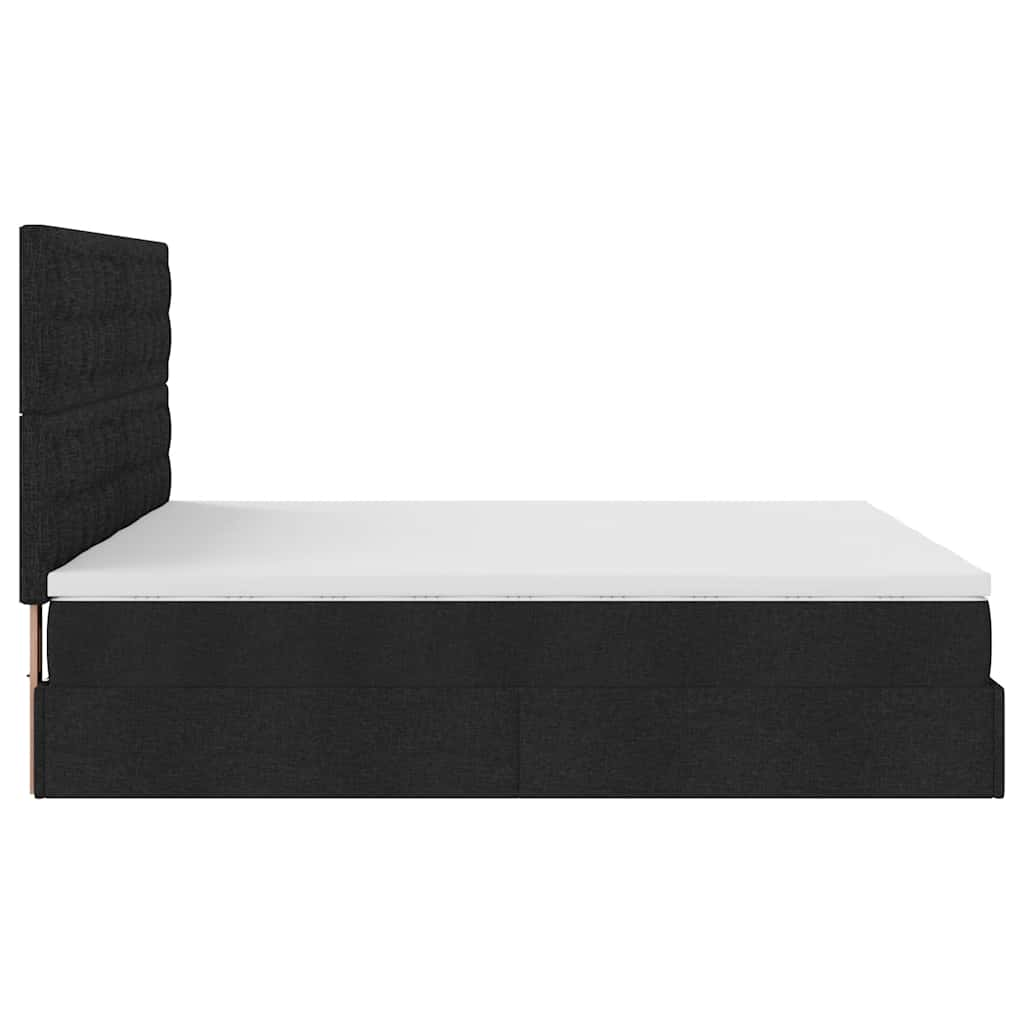 Cadre de lit ottoman avec matelas noir 160x200 cm tissu