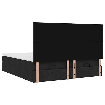 Cadre de lit ottoman avec matelas noir 160x200 cm tissu