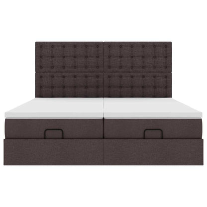 Cadre de lit ottoman avec matelas marron foncé 180x200 cm tissu