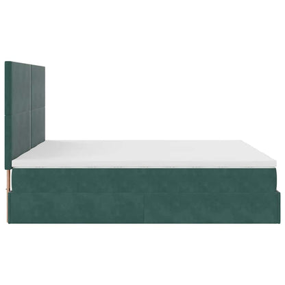 Cadre de lit ottoman avec matelas vert foncé 180x200cm velours