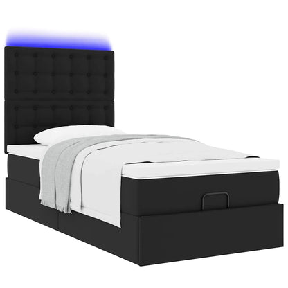 Cadre de lit ottoman avec matelas noir 80x200 cm similicuir