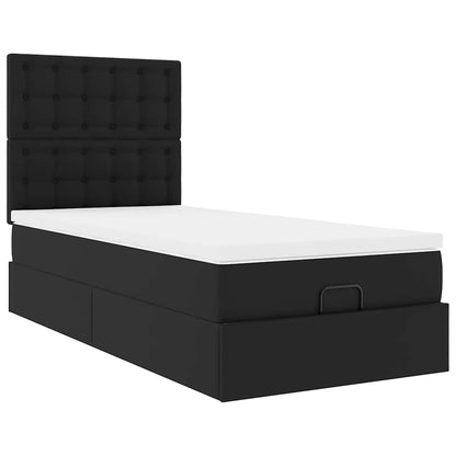 Cadre de lit ottoman avec matelas noir 80x200 cm similicuir