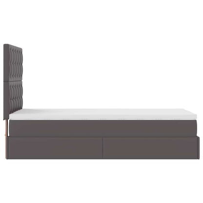 Cadre de lit ottoman avec matelas gris 90x200 cm similicuir