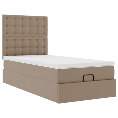 Cadre de lit ottoman et matelas cappuccino 90x200 cm similicuir