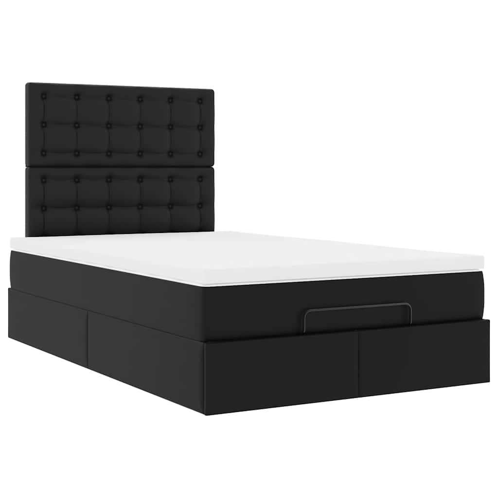 Cadre de lit ottoman avec matelas noir 120x190 cm similicuir