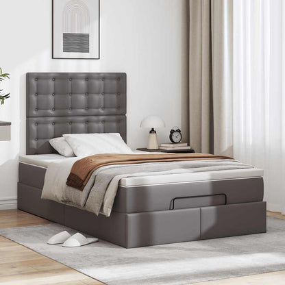 Cadre de lit ottoman avec matelas gris 120x190 cm similicuir