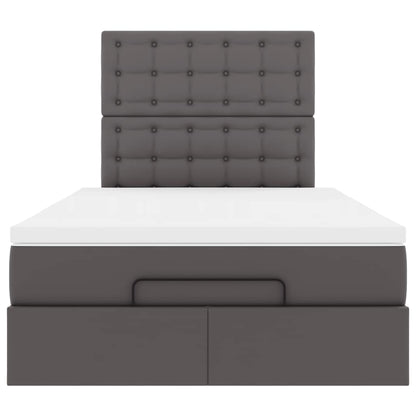 Cadre de lit ottoman avec matelas gris 120x190 cm similicuir