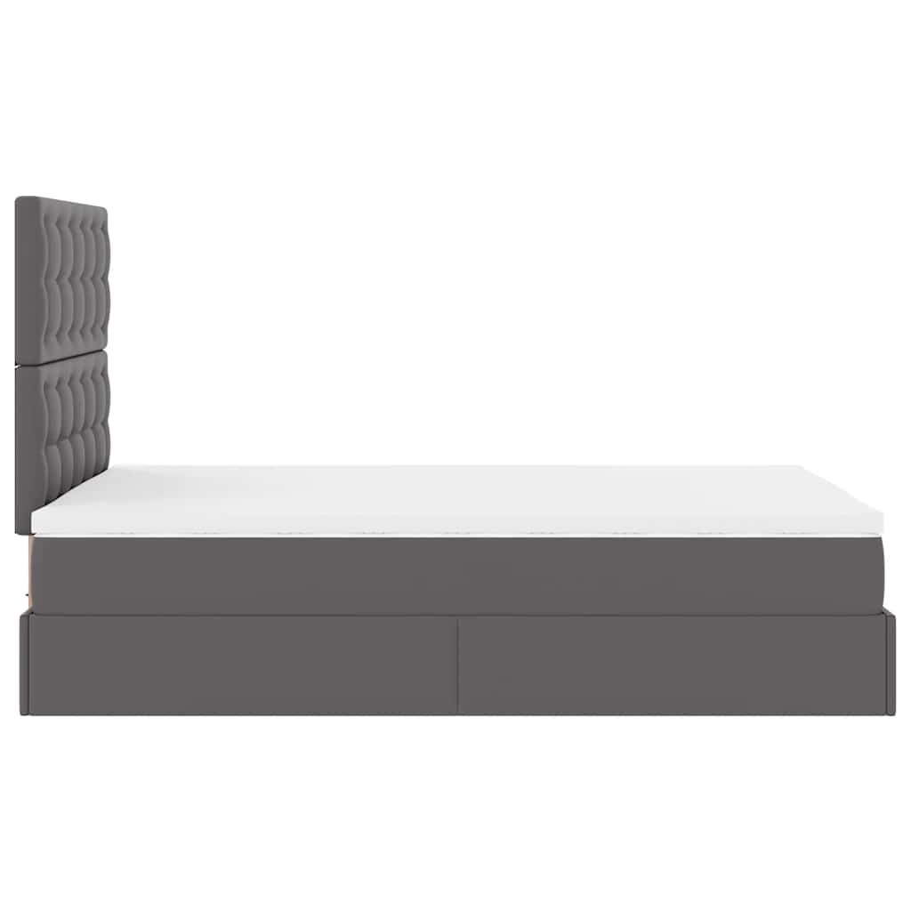 Cadre de lit ottoman avec matelas gris 120x190 cm similicuir