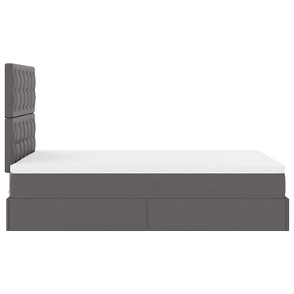 Cadre de lit ottoman avec matelas gris 120x190 cm similicuir