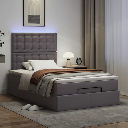 Cadre de lit ottoman avec matelas gris 120x190 cm similicuir