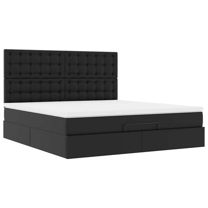 Cadre de lit ottoman avec matelas noir 180x200 cm similicuir