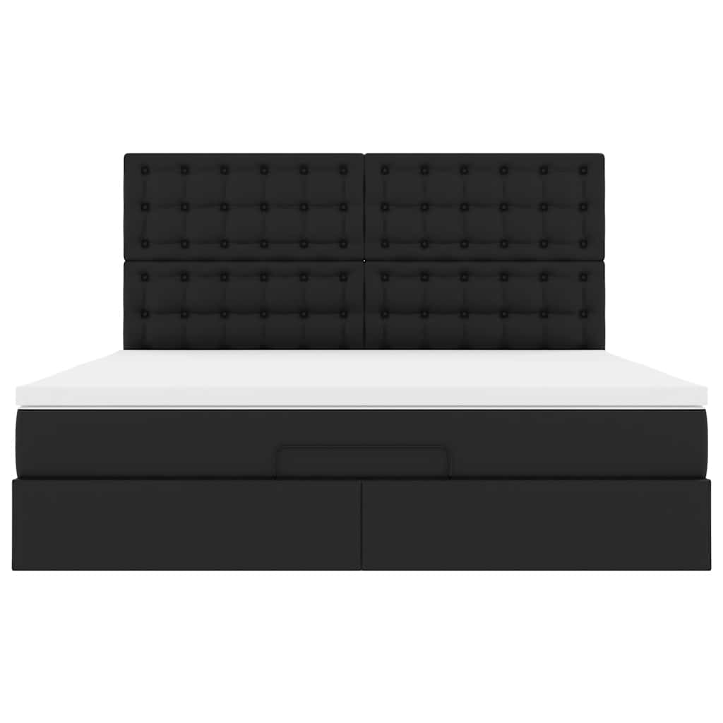 Cadre de lit ottoman avec matelas noir 180x200 cm similicuir