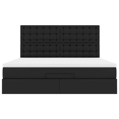 Cadre de lit ottoman avec matelas noir 180x200 cm similicuir