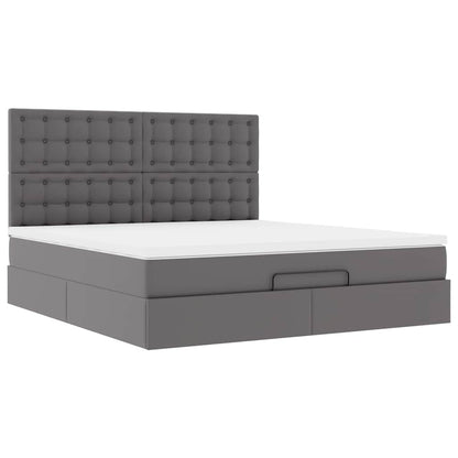 Cadre de lit ottoman avec matelas gris 180x200 cm similicuir