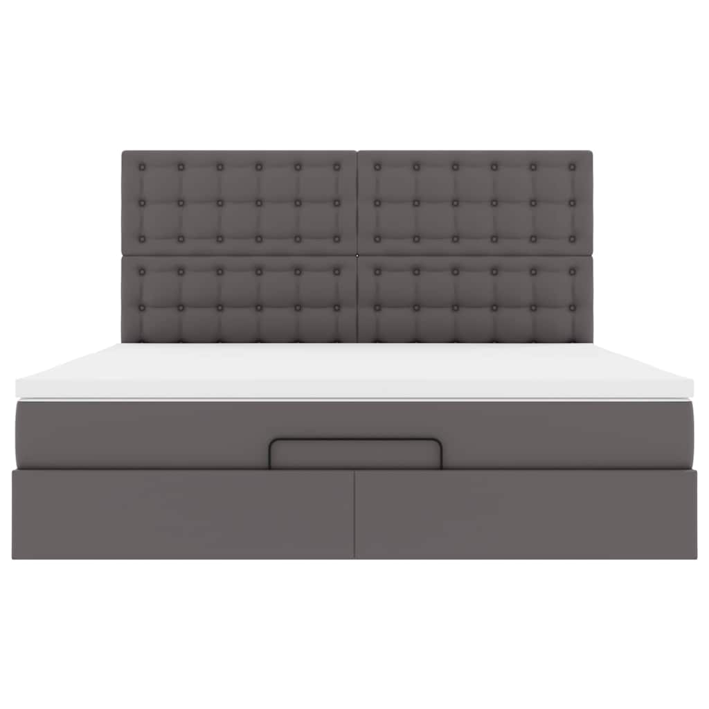 Cadre de lit ottoman avec matelas gris 180x200 cm similicuir