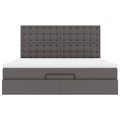 Cadre de lit ottoman avec matelas gris 180x200 cm similicuir