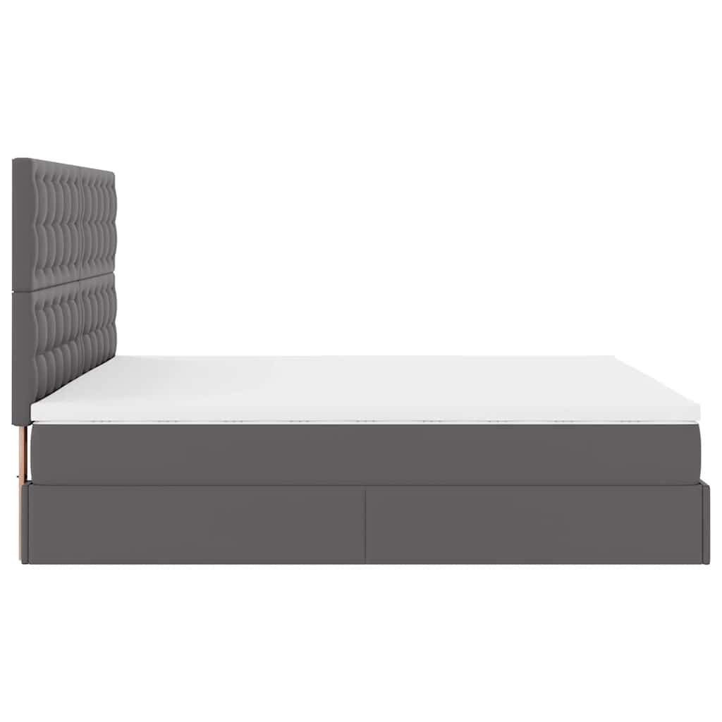 Cadre de lit ottoman avec matelas gris 180x200 cm similicuir