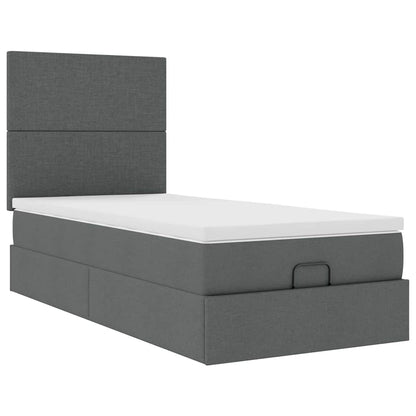 Cadre de lit ottoman avec matelas gris foncé 80x200 cm tissu