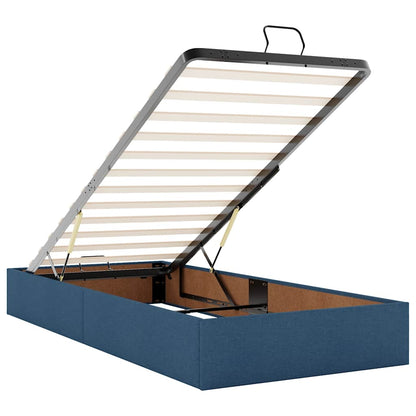 Lit ottoman avec matelas et LED Bleu 90x200 cm Tissu