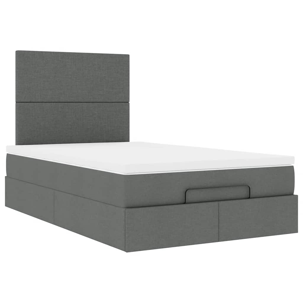 Cadre de lit ottoman avec matelas gris foncé 120x190 cm tissu