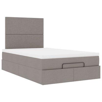 Cadre de lit ottoman avec matelas taupe 120x190 cm tissu