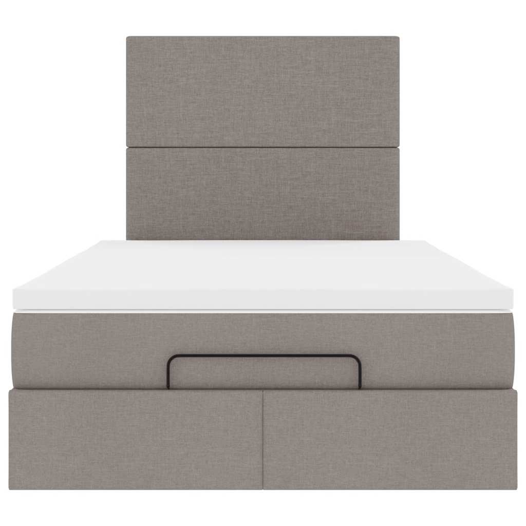 Cadre de lit ottoman avec matelas taupe 120x190 cm tissu