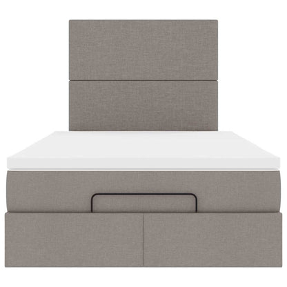 Cadre de lit ottoman avec matelas taupe 120x190 cm tissu