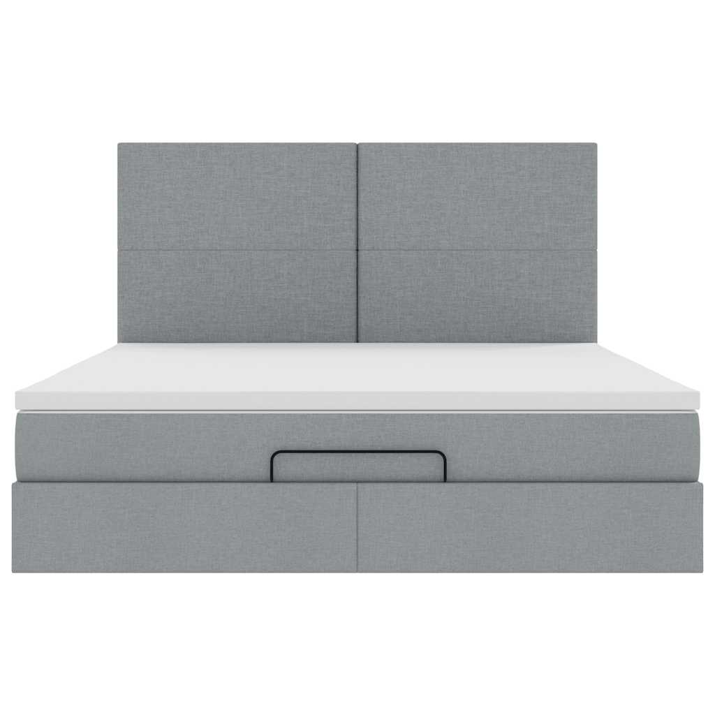 Cadre de lit ottoman et matelas gris clair 180x200 cm tissu