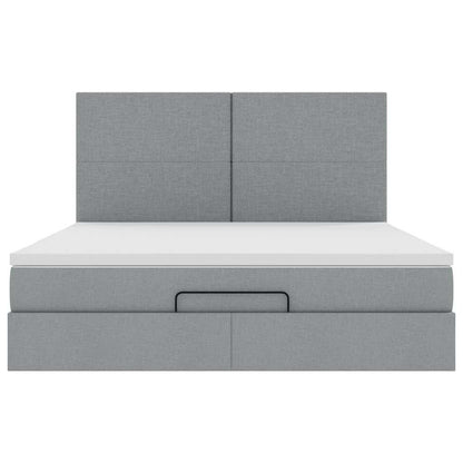 Cadre de lit ottoman et matelas gris clair 180x200 cm tissu