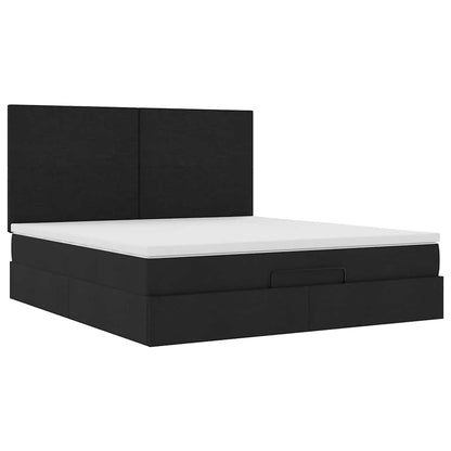 Cadre de lit ottoman avec matelas noir 180x200 cm tissu