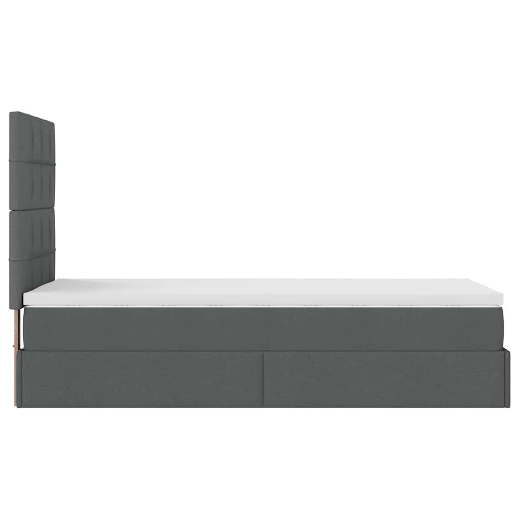 Cadre de lit ottoman avec matelas gris foncé 80x200 cm tissu